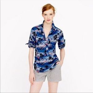 J Crew Blue Camp Popover in Hawaiian Sunset